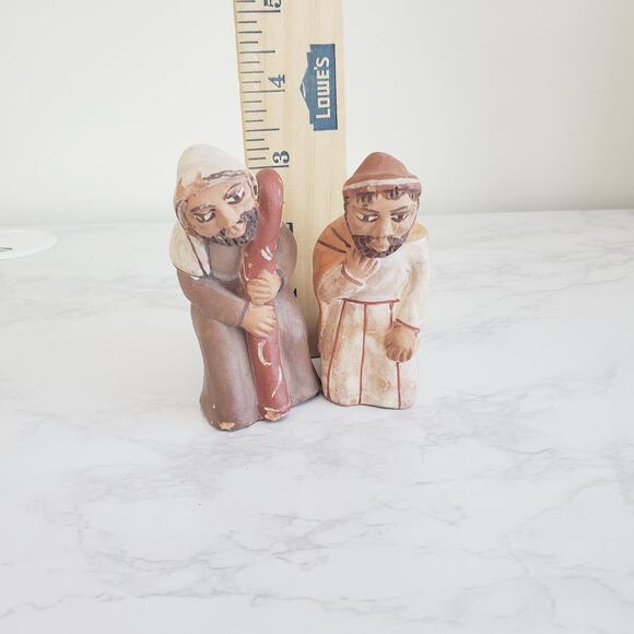 Vintage Clay Figurines Christmas Scene Wise Men Adult's 3.5" Brown Collectible - Picture 9 of 9